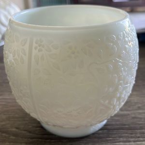 Vintage Floral Milk Glass Vase
